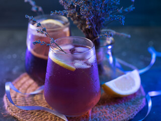 Wall Mural - summer trend lavender ice lemonade with syrup