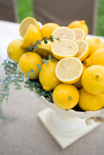 Detail Of Centerpiece With Fresh Lemons.