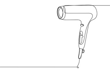 Wall Mural - Continuous one line of hair dryer in silhouette on a white background. Linear stylized.Minimalist.