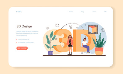 Wall Mural - designer 3d web banner or landing page. digital drawing