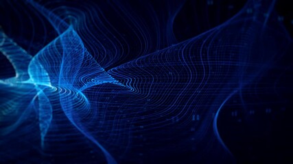 Wall Mural - abstract flowing particle lines data concept background loop/ 4k animation of an abstract technology