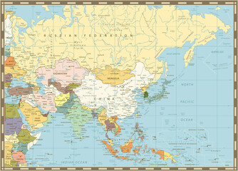  Old retro map of Asia