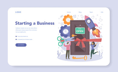 Poster - startup web banner or landing page. new business launching.