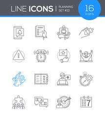 Wall Mural - Planning mobile app - line design style icons set