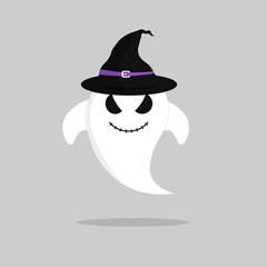 Wall Mural - Ghost icon, Halloween symbol, flat graphic design template, vector illustration