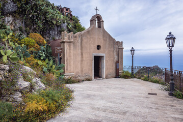 Wall Mural - San Biagio Church, oldest church in Castelmola town on Sicily Island, Italy