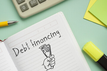 Wall Mural - Debt financing is shown on the business photo using the text