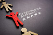 Performance appraisal words with five stars and figure of employee.