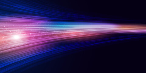 modern abstract high speed movement. dynamic motion light trails on dark blue background. futuristic