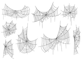 beautiful spider web. halloween decor. decoration for the holiday. vector illustration isolated on b