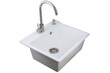 White artificial stone sink for kitchen with tap isolated on white background.
