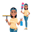 Pretty African American housewife, set