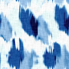 Wall Mural - Mottled cyanotype blue white linen texture. Faux photographic tie dye sun print effect for trendy out of focus fashion swatch. Distorted mono print in 2 tone color. High resolution repeat tile. 