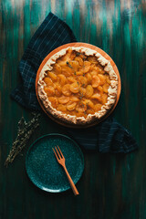 Wall Mural - Homemade shortcrust pastry pie with yellow plum. Galeta