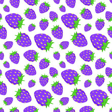 Purple Strawberries. Vector Patterns For Fabric Or