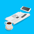 © studio marble - Newspaper With Smartphone And Coffee cup