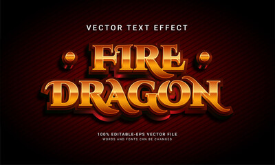 Wall Mural - Fire dragon 3d editable text style effect