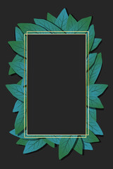 Wall Mural - Geometric nature frame with leaves. Vector illustration for nature related