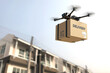 © Es sarawuth - Delivery drone, Autonomous delivery robot, Business air transportation concept