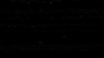Wall Mural - horizontal distortion of broken video image on black background, vhs effect, glitch digital color pi
