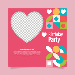 Poster - Flat minimal birthday social media post. - Vector.