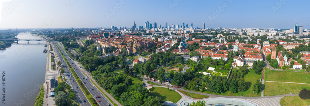 Obraz na płótnie Warszawa, panorama miasta w salonie