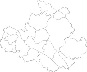  Simple blank white vector map with black borders of districts of Dresden, Germany