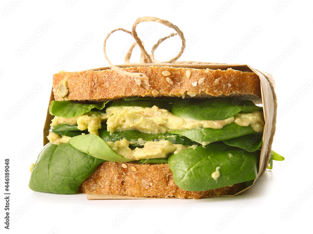 Tasty sandwich on white background
