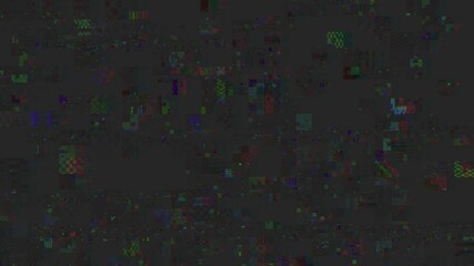 Wall Mural - horizontal distortion of broken video image on black background, vhs effect, glitch digital color pi