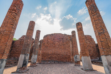 Wall Mural - Ancient temple in Ayutthaya, Thailand. The temple is on the site of the old Royal Palace of ancient capital of Ayutthaya