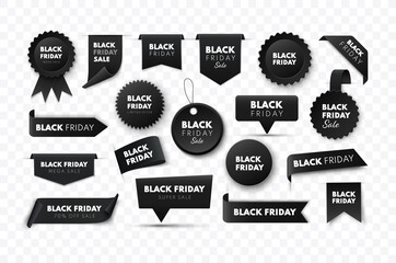 Wall Mural - Black Friday sale ribbon banners collection isolated. Vector price tags.
