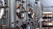 Metal Tanks With Beer At The Brewery