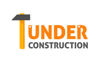 Wall Mural - under construction banner vector flat carton sign illustration isolated on white