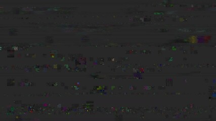 Wall Mural - horizontal distortion of broken video image on black background, vhs effect, glitch digital color pi