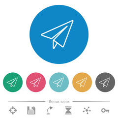 Poster - Paper plane outline flat round icons