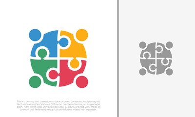 Canvas Print - Global Community Logo Icon Elements Template. Community human Logo template vector. Community health care. Abstract Community logo.