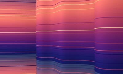 Wall Mural - Geometry abstract background with stripes on waved surface