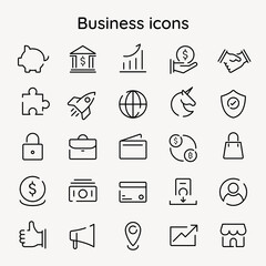 Business marketing icon vector black minimal line set