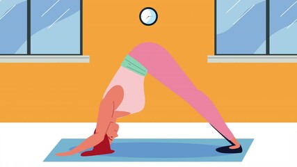 Canvas Print - woman practicing yoga in the house character