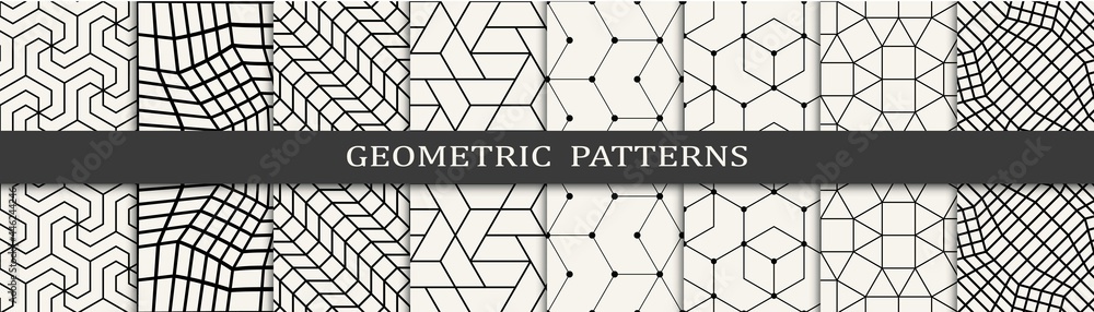 Set of geometric seamless patterns. Abstract geometric graphic design simple pattern. Seamless geometric lines pattern. - obrazy, fototapety, plakaty 