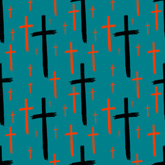 Halloween crosses seamless pattern.