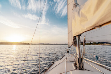 Wall Mural - View from the yacht. Sailing the river.