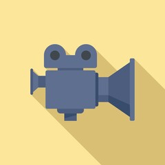 Sticker - Old retro camera icon flat vector. Video camcorder