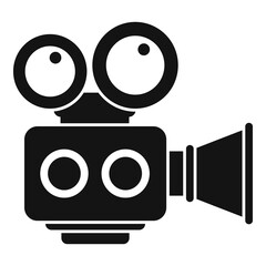 Sticker - Reel camera icon simple vector. Video camcorder