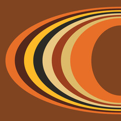 Abstract tribal design with round shapes in yellow, orange, brown, beige, grey and red colors