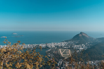 Sticker - Scenic view of the city of Lagoa Santa in Brazil under clear blue sk