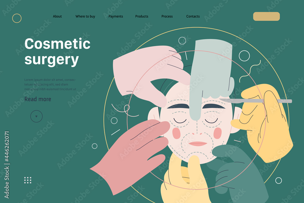 Medical insurance template - cosmetic, plastic, aesthetic surgery - obrazy, fototapety, plakaty 