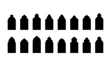 Set Of Vector Islamic Door And Window Shapes. Arabic Door And Window Vector Silhouette.