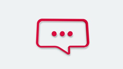 Aufkleber - Chat, speech bubble 3d icon animation on white background. 4K
