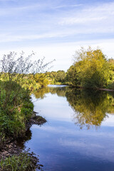 Wall Mural - The River Irthing flowing past the village of Irthington, Cumbria UK